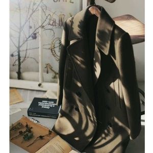 Milkcocoa Korean Olive 3/4 Length Wool Coat, Size Small